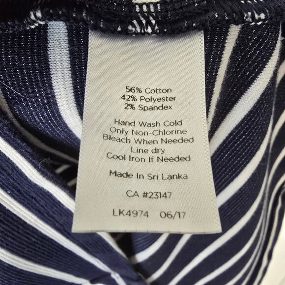 Talbots Roll Neck Striped Knit Shift Dress 3/4 Sleeves Navy Blue Size Large - Picture 8 of 8